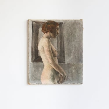 Standing Nude Oil Painting | Landcape on Verso