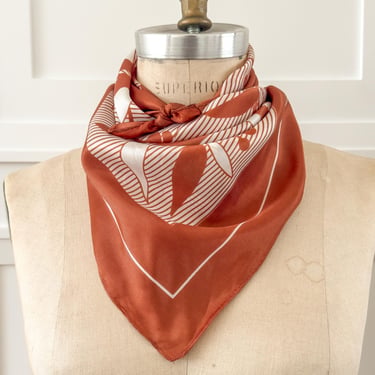 Bamboo Floral Vintage Scarf: Brown Leif Print Square Neckerchief Retro Headscarf Hair Tie For Handbag 