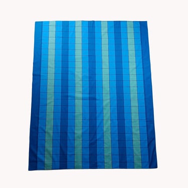 Finlayson 1980s Blue & Green Check Cotton Tablecloth - Finnish Vintage 