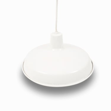 Glossy White Enameled Pendant Light Fixture Ceiling Lamp Vintage 