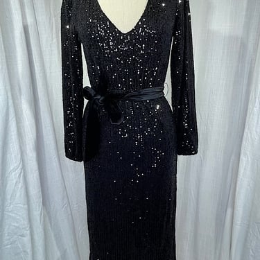 Vintage Inspired Black Sequin Betsey Johnson Dress