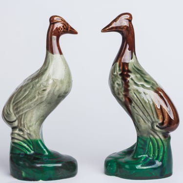 Heron porcelain Crane figurine Primitive pottery art Wabi sabi decor Soviet Vintage Christmas Gift statue Woodland bird Sculpture home decor 