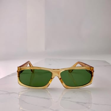 1960's 70's Mod Sunglasses - Light Tortoise Colored Frame - Original Green Glass Lenses 