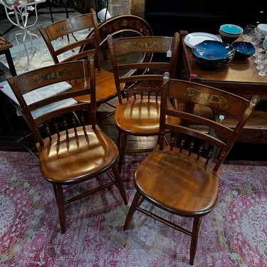 Four Hitchcock chairs. 18” x 17” x 34” seat height 17” 
