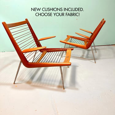 Mid Century Boomerang Lounge Chairs - PAIR - by Peter Hvidt and Orla M&oslash;lgaard Nielsen for France & Daverkosen, 1950s Danish Modern MCM 
