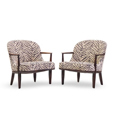 Edward Wormley for Dunbar Janus Model 5705 Mid Century Mahogany Lounge Chair - Pair - mcm 