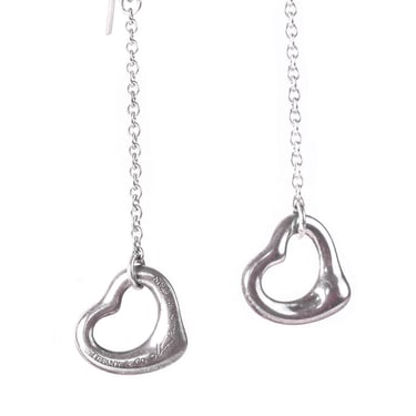 Vintage Tiffany & Co. Elsa Peretti Sterling Silver Open Heart Drop Earrings, 36mm 