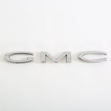 Vintage 1960-1965 GMC Pickup Truck 3pc Chrome Front Grill Metal Letter Emblem Badge 
