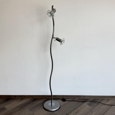 Vintage Memphis Style Floor Lamp / Silver 80s Standing Light 