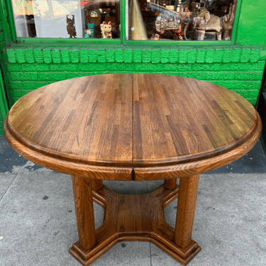 Game of Gnomes | 1980s Round Oak Dining Table