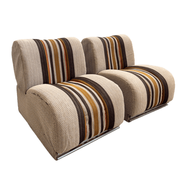Sunset Stripe Modular Chairs in Textured Herringbone