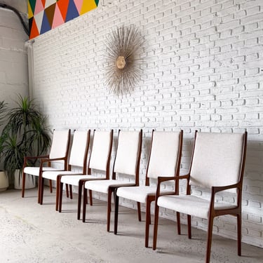 XL Danish Rosewood Dining Chairs, set of 6, Reupholstered!