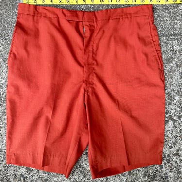 Vintage 1960s Sta-Prest Shorts: Dark Rust Red Mod Summer Shorts, 32