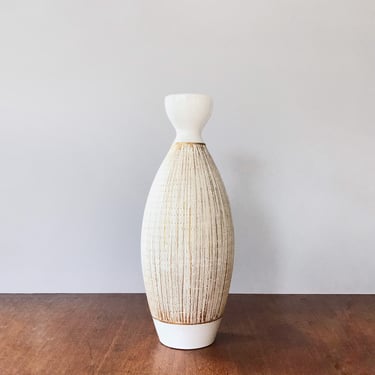 Mid Century Vintage Bitossi Italian Pottery Lamp Base Seta Style White Gold Luster / Sgraffito Ceramics 