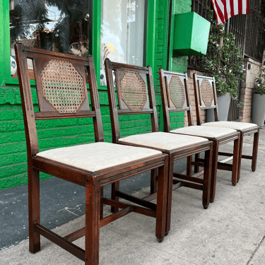 Your Chiropractor Called | Set of Four 1920s Cane Back Dining Chairs