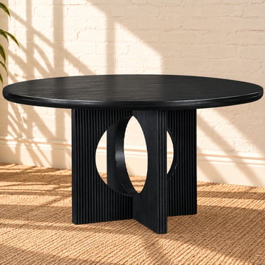 Sylvia Fluted Base Round Dining Table in Charcoal