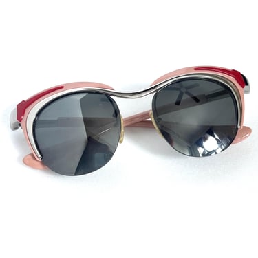 Authentic Prada Dixie Sunglasses, SPR610 Pink Cat Eye Mirrored, Made in Italy Frame with Mirror Lenses 