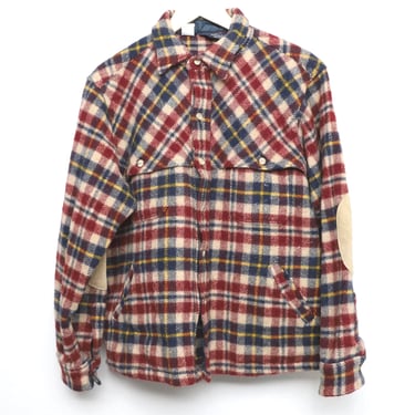 vintage WOOLRICH men's 1960s plaid chore jacket RED and XL 85% Wool Nylon -- free shipping 