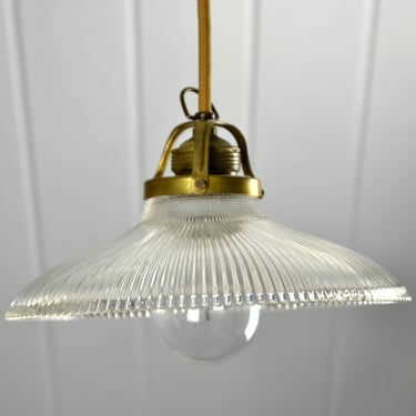 Art Deco ceiling lamp 30s Holophane glass reflector glass vintage lamp industrial design lamp Brocante glass shade ceiling light 20s 