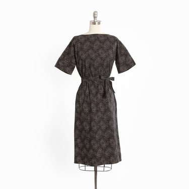 Vintage 1960s black swirl cotton dress 