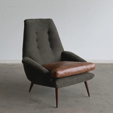 Danish Modern High Back Lounge Chair 
