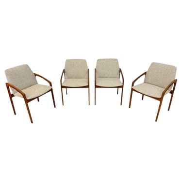 Mid-Century Danish Modern Teak Upholstered Dining Chairs - Set of 4 