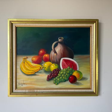 1990’s Arquímedes Still Life Oil on Canvas Painting – Dominican Republic Artist 