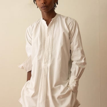Antique Cotton Chemise Artiste with Pleated Front 