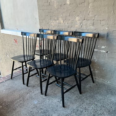 Set of 6 Modern Ebonized Dining Chairs