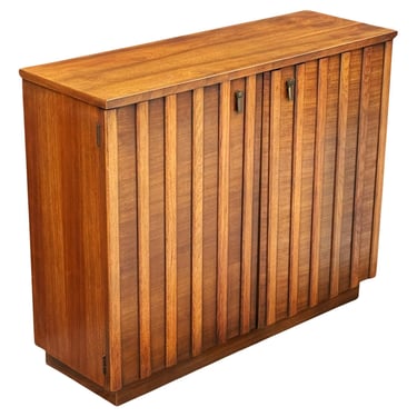 Mid-Century American Art Deco Modern Shallow Depth Storage Cabinet in Walnut