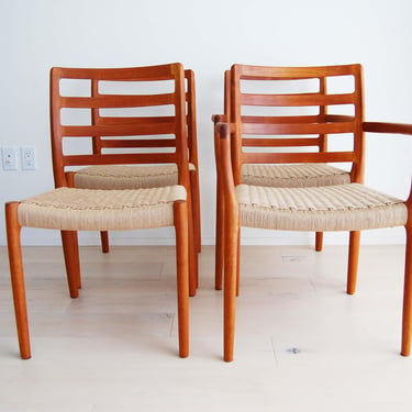 Danish Modern J L Moller Teak Dining Chairs Model 68 and 85 