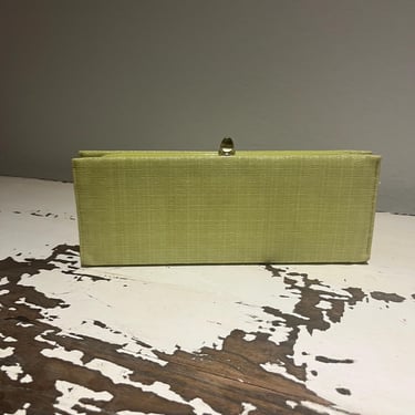 Traveling For the Mojitos - Vintage 1950s 1960s Chartreuse Green Plastic Fabric Convertible Clutch Purse 
