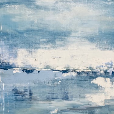 Winter Ocean, coastal decor, beach art, interior design, winter artwork, seascape, blue and white, ocean decor 