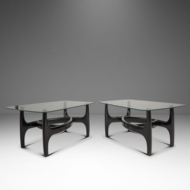 Set of Two (2) MCM Sculptural Biomorphic Side Tables / End Tables After Adrian Pearsall for Craft Associates in Ebony, USA, c. 1960s 