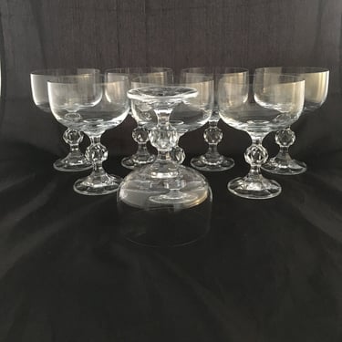 Set of 2 Vintage Crystal Large Cocktail Coupe Champagne Martini Glasses, Disco Ball Stem 