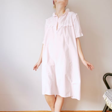 Vintage cottage core dead stock dress lingerie dress gauze cotton muslin soft pink lace floral true 70s 80s romantic aesthetics S/XL 