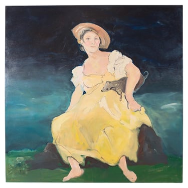 Ira Yeager 20th C. Woman in Yellow Oil Canvas Painting 5.5 Ft