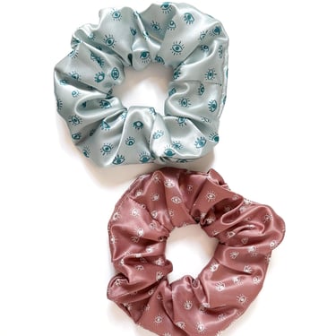 Eye Satin Scrunchie - Beetle / Bug / Colorful / Silk / Hair / Sleep / Accessory / Gift 