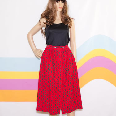 Vintage 1980s Eddie Bauer Red Corduroy Paisley Skirt | Size Small | i-3 
