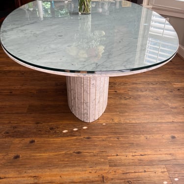 Midcentury Vintage Oval Marble Dining Table 