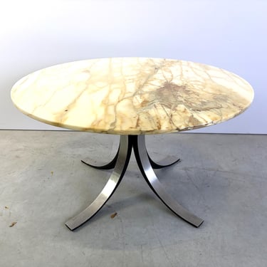 Vintage round marble dining table model T69 by Osvaldo Borsani for Tecno, 1970s - vintage marble dining table - white marble table 