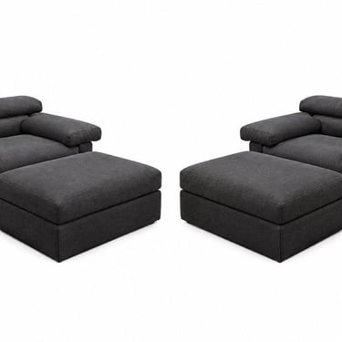 B & B Italia “Erasmo” Pair Lounge Chairs & Ottomans by Afra & Tobia Scarpa, 1970