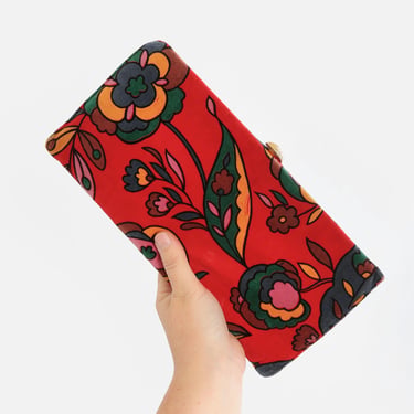 Vintage 1960s Velvet floral psychedelic clutch 