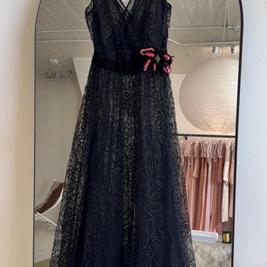 Rare French 1930s soutache net gown and bolero set art deco 