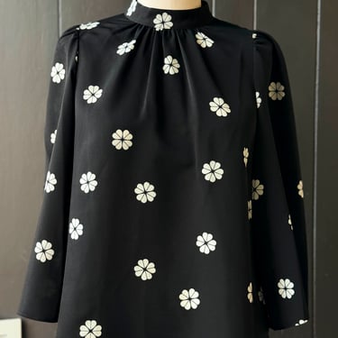 Pre-loved Kate Spade Black Blouse With White Floral Pattern - Size M
