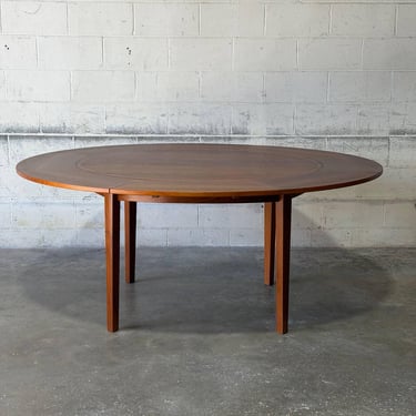 Dyrlund Teak Extendable Round Lotos Dining Table Vintage Danish Mid-Century Modern 1970s 
