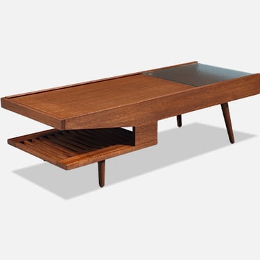 Californian Modern Coffee Table w\/ Bookshelf & Drink Tray by John Keal