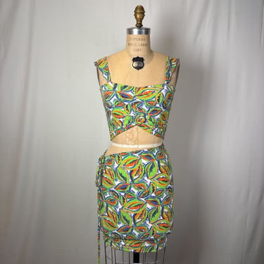 1990s Two Piece Matching Bathing Suit w/ Skirtini