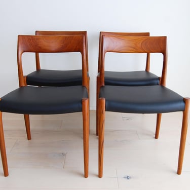 Danish Modern J L Moller Model 77 Teak Dining Chairs Set of 4 