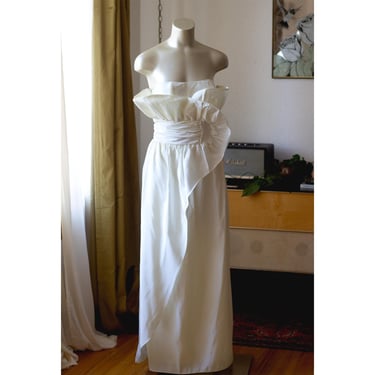 Vintage Gunne Sax Wedding Dress - Strapless Ruffled Bodice - 1980s - Reception Dress - Bachelorette 